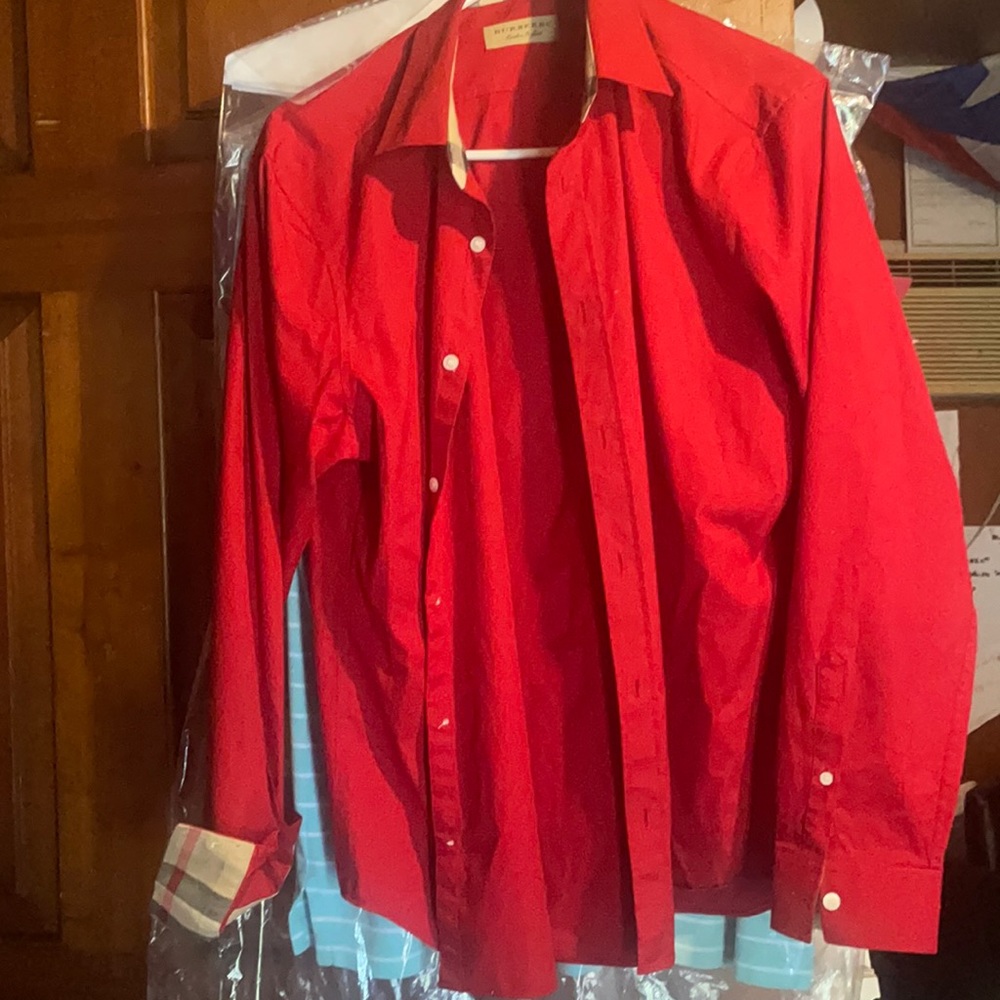 Burberry men’s red long sleeve shirt